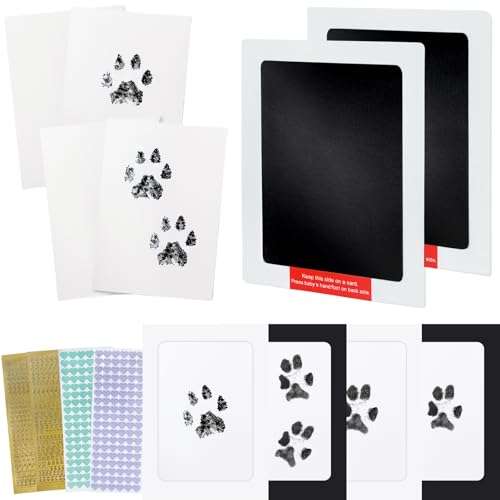 Tuhangcc Paw Print Clean Touch Ink Pad Kit for Dogs and Cats, Pet Owner Keepsake, Inkless Paw and Nose Print Impression Set with Colorful Photo Frames and DIY Gifts(2Pack Large Black).
