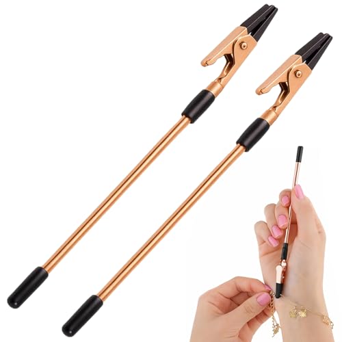 LgCiXli Lot de 2 aides à la fermeture de bracelet | Aide professionnelle à bijoux pour une pose sans effort seul | Clip en métal antidérapant pour bracelets et montres | 15,5 cm doré