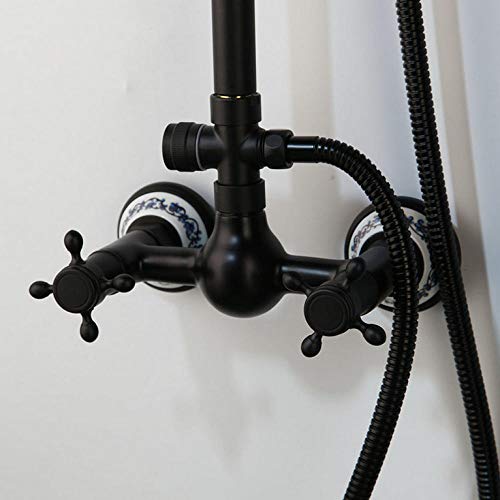 Colonne de douche noire mate avec mitigeur de baignoire chic