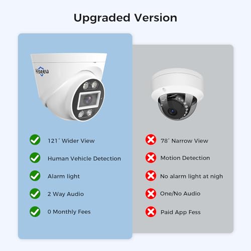 Image of 【Ultra 121Wide View】Hiseeu 4K PoE Security Camera System,8 Pcs 5MP IP Security Camera Outdoor&Indoor,2 Way Audio, Color Night Vision, Human /Vehicle Detection, IP66 Waterproof, 1TB HDD for 7 /24 Record