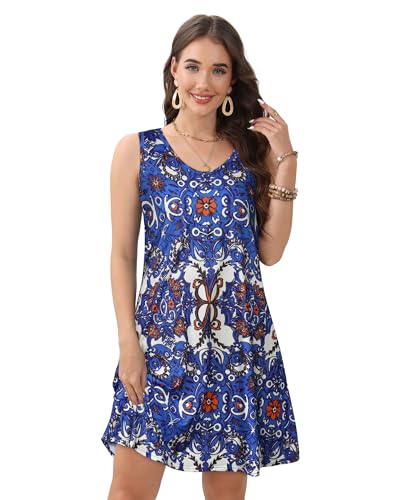 Image of CHICGAL Womens Summer Dresses Casual Sleeveless Loose T Shirt V Neck Sundress Swing Beach Cover Up with Pockets 2026