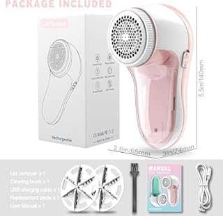 Fusselentferner Elektrisch, Fusselrasierer Elektrischer Wiederaufladbar mit 2 Ersatzrasierklinge, tragbarer Stoff-Flusenrasierer für Kleidung, Möbel, Bettwäsche, Teppich