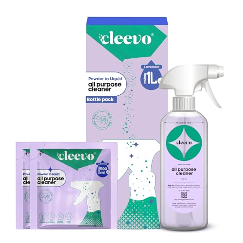Image of Cleevo All- Surface Cleaner- 1 Litre Bottle Pack | Plant-based Powerful Surface Cleaning Liquid for Tough Stains | Non-toxic Stain Remover for Home Surfaces Cleaning | Multi Surface Cleaner (Lavender)