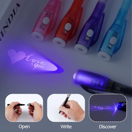 7 x Geheimstift mit UV-Licht , Zauberstift Kinder, UV Stift, unsichtbar schreiben, geheimstift Kinder, lesbar durch Licht, Give Aways Kindergeburtstag Gastgeschenke, Ostergeschenke, Kindergeburtstag