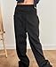 Mens Y2K Wide Leg Sweatpants Drawstring Double Waisted Baggy Hip-Hop Vintage Pants Gym Workout Trousers (Black,Medium)