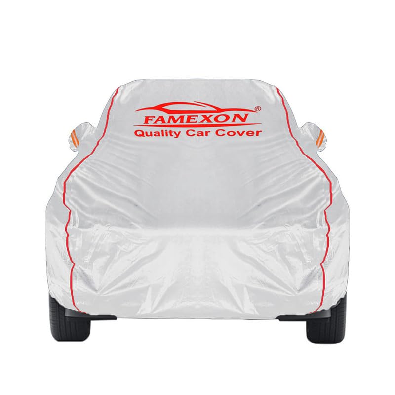 Image of Full Body Car Cover for Volvo XC60 with Mirror and Antena Pocket Triple Stiched(Silver with Red Piping)