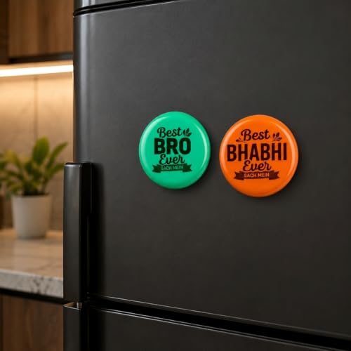 Image of Oblivion Rakhi with Fridge Magnet For Brother & Bhabhi - Stylish Rakhi Set for Bhabhi & Bhai With Fridge Magnet, Greeting Card, Silver Color Coin & Tilak Set - Raksha Bandhan Pack (K1 X6+B4676+BH4676)
