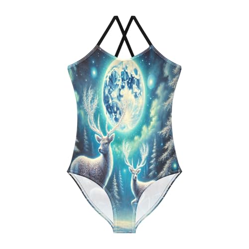 Moon Deer Night Girls Bathing Suit Swimsuit Summer Beach Swimwear One Piece Swimsuits