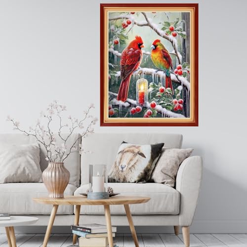 Image of Findvoor Stamped Cross Stitch Kits for Beginner Embroidery Kits for Beginners Adults DIY 11CT Cross Stitch Patterns Needlepoint Kits Crossstitching Kits-Little Bird Snow Scene 16x20 inch