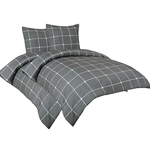 PHF Bettwäsche 4teilig 135x200 Bettbezug - Weich und Bügelfrei Bettwäsche Set 2 x 135 x 200 cm mit 2 Kissenbezüge 80x80 cm, gebürstete...