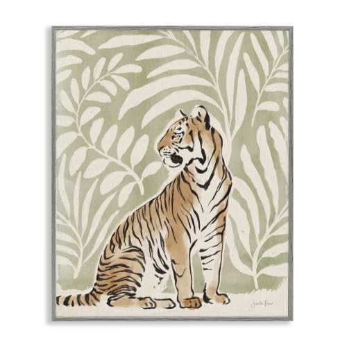 Gallant Tiger Botanical Pattern, 11 x 14 Inch Framed Giclée Print