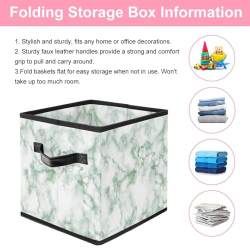Cube de rangement pliable marbre vert avec poignées robustes - 4