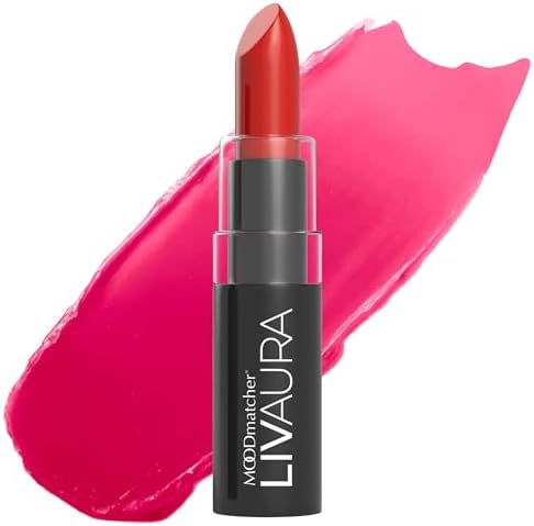 MOODmatcher LIVAURA Long Lasting Lipstick for Women – Color Changing Moisturizing Cream Lipsticks, Smudge Proof Lip Stick, Easy to Apply Lip Makeup, Made in USA (Red)