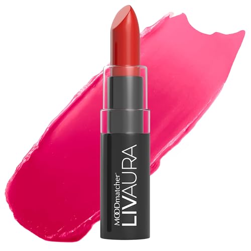 MOODmatcher LIVAURA Long Lasting Lipstick for Women – Color Changing Moisturizing Cream Lipsticks, Smudge Proof Lip Stick, Easy to Apply Lip Makeup, Made in USA (Red)