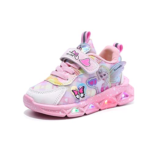 Zapatos for niñas, zapatos con luces for niños Elsa, zapatos deportivos luces intermitentes luminosos zapatillas for correr interiores zapatillas ocio al aire libre for primavera y otoño (22-36) ( Col