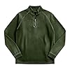 Mens Workout Sweatshirts Vintage Long Sleeve Quarter Zip Washed Streetwear Hippie Pullover Tops Casual Loose Fit Mock Neck Autumn Athletic Activewear Sweatshirt Army Green #2