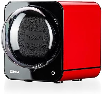 Abest Boxy Watch Winder for Automatic Watches with Vertical Rotor Stop (with AC Adapter, Red)