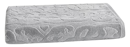 LOFT by Loftex 91023 Trellis Sculpted Jacquard Bath Towel, 30" x 54", Soft Silver