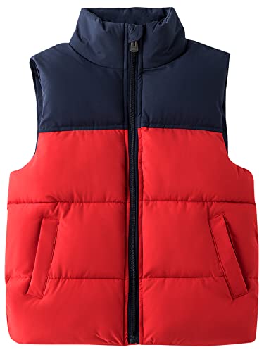 AIEOE Kids Girl's Vest Puffer Lightweight Sleeveless Jacket Quilted Boys Vests Outerwear with Pockets Red-02 8-9T
