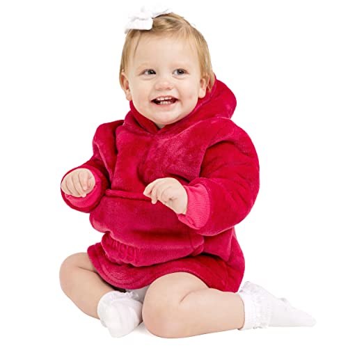 Manta con Capucha roja de Gran tamaño acurrucada para niños, de 0 a 12 Meses | Sudadera con Capucha Unisex cómoda, esponjosa y cálida con Bolsillo Delantero Cover
