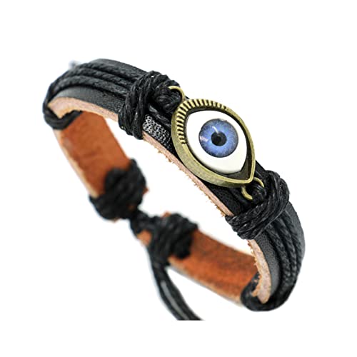 Pulsera ajustable de cuero punk étnico con amuletos para hombre y mujer miniatura 1