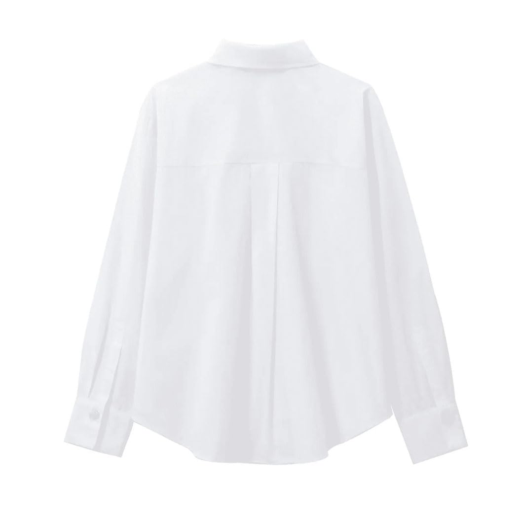 Camicia da donna tinta unita con bottoni in metallo a maniche lunghe camicetta casual streetwear top
