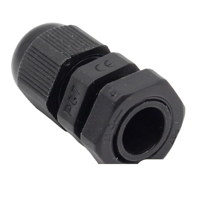 100 prensacables PG7 de plástico negro impermeable para protección de cableado 3