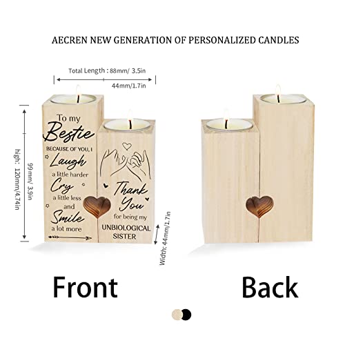 Women Gifts For Birthday, Friendship Sister Candles For Best Friends, Beautiful Heart Candlesticks Wooden Candle Holders, Unbiological Sister Candles Gifts To Bestie, Personalized Gifts For Women #TOP4