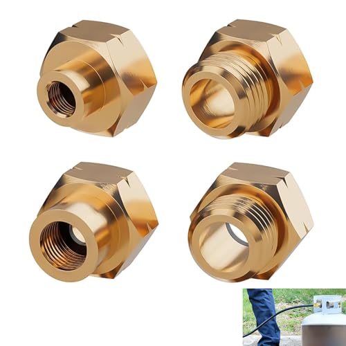 Lot de 4 Adaptateur Bouteille Gaz Européen, Raccord Bouteille Gaz Étranger Camping, Adaptateur Gaz Laiton pour Réchaud, Camping, Caravane, Barbecue, Voyage,...