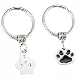CONGARTENO Llaveros Creativos para Amantes de Perros, 2 Colgantes Huella de Mascota en Espiral de Acero, Accesorios Duraderos para Llaves y Recuerdos