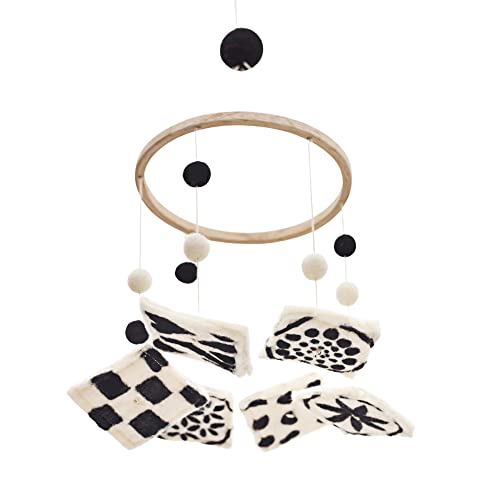 GLACIART ONE Black and White Baby Crib Mobile | Safe High Contrast Wool Toys Neutral Room Decor for Boy & Girl | Develops Cognitive Visual & Motor Skills | Great Gift Idea