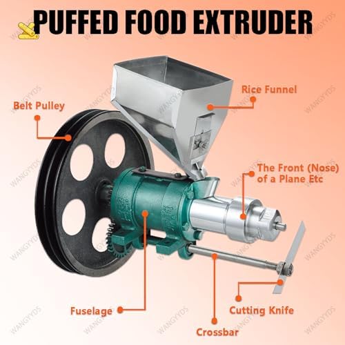 Corn Puffing Machine 25-50 kg/h - Food Extruder with 10 Molds for Rice & Corn Snacks - Kitchen Food Processing Equipment for Puff Snacks Production