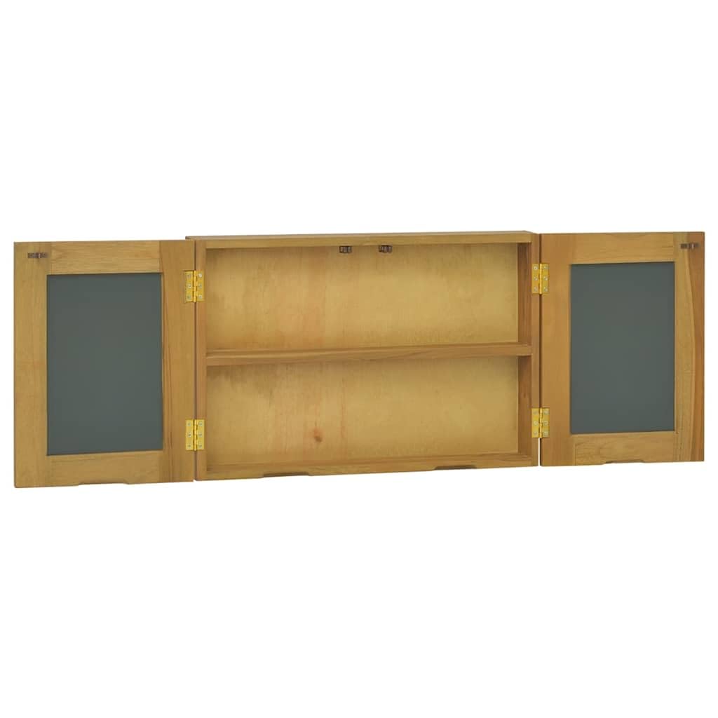 Szafka z lustrem 60 x 10 x 40 cm wykonana z litego drewna tekowego ze szkłem, montaż ścienny, wielofunkcyjna do łazienki, korytarza, sypialni, biura, z miejscem do przechowywania, zamykana