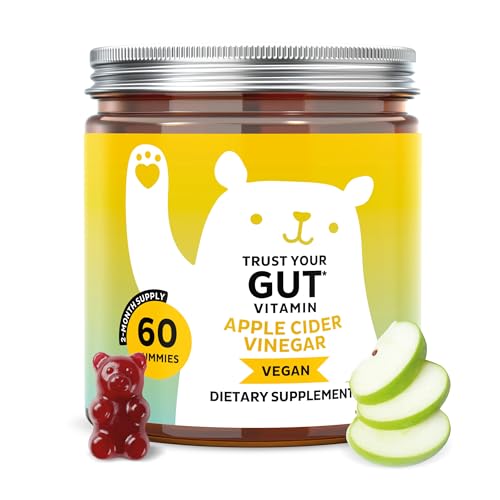Bears with Benefits Apple Cider Vinegar Gummies Metabolism & Detox Support with Vitamins B6 B12 Iodine & Folic Acid Vegan. Balanced Gut (60 Gummies)