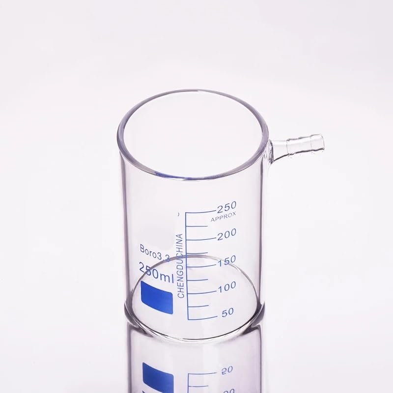 Vaso de precipitados en forma baja con tubo superior, sin boquilla, 100 mL-150 ml, 200 ml, 250 ml, 5000 ml, vaso con túbulos, vidrio de borosilicato (100 ml)
