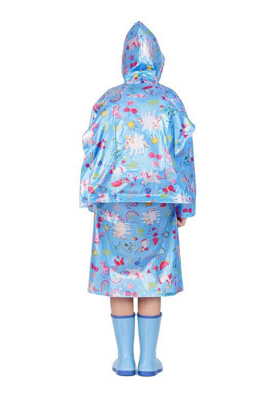 Image of Kids Waterproof PVC Raincoat with Hood & Sleeves | Lightweight, Portable Rain Wear for Boys & Girls | Button Closure with Storage Bag