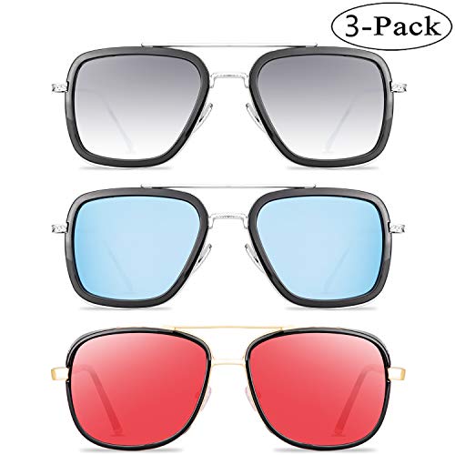 Tony Stark Sunglasses Retro Aviator Sunglasses Square Metal Frame Iron Man Sunglasses2