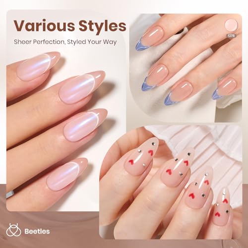 Image of Beetles Nude Brown Gel Nail Polish - 8ml HEMA-Free Natural Jelly Gel Polish Nail Concealer Color Sheer Translucent Effect Soak Off UV Oat Latte Collection Nail Art Manicure Gift for Women