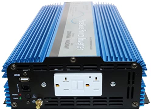 AIMS Power 2000 Watt, 4000 Watt Peak, Pure Sine DC to AC Power Inverter, USB Port, 2 Year Warranty, Optional Remote, Listed to UL 458