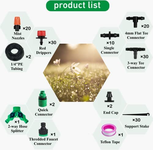 Garden Automatic Drip Irrigation Set,30M Adjustable Micro Diy Irrigation Kit Plant Water Saving System,Heavy Duty Tube Watering Kit For Patio Lawn Garden Greenhouse Flower Bed #TOP2