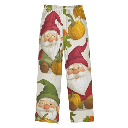 Thankgving Gnome Pumpkin Boys Long Pants Soft Trousers Elastic Waist Kids Lounge Bottoms with Pockets S-XL2