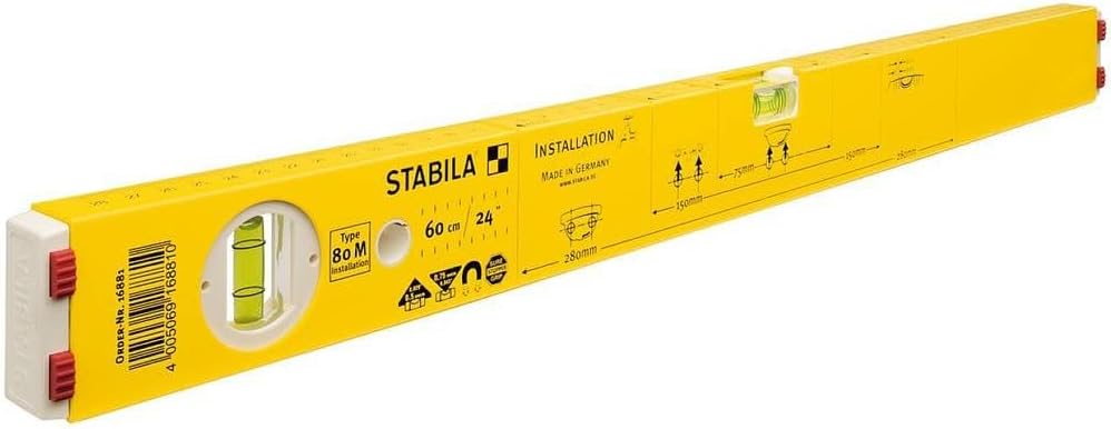 16881/0 60 cm "Type 80 M Installation" Spirit Level - Yellow/Black