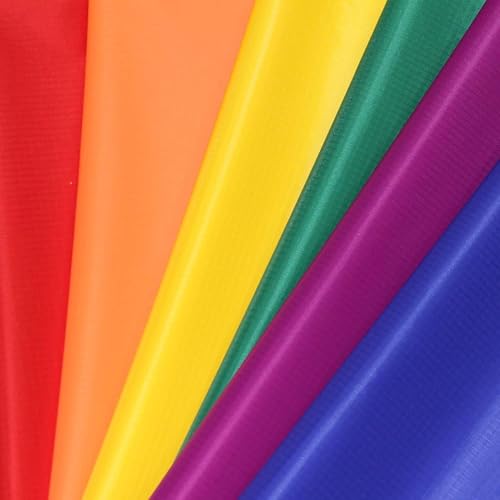 9KM DWLIFE Nylon Ripstop Fabric, 6 Color Set: 60x39 Inch, 40D Waterproof, Lightweight, Windproof, Bulk Fabric for Kite, Tent, Flag, Bag, Tarp Cover, Outdoor DIY Project