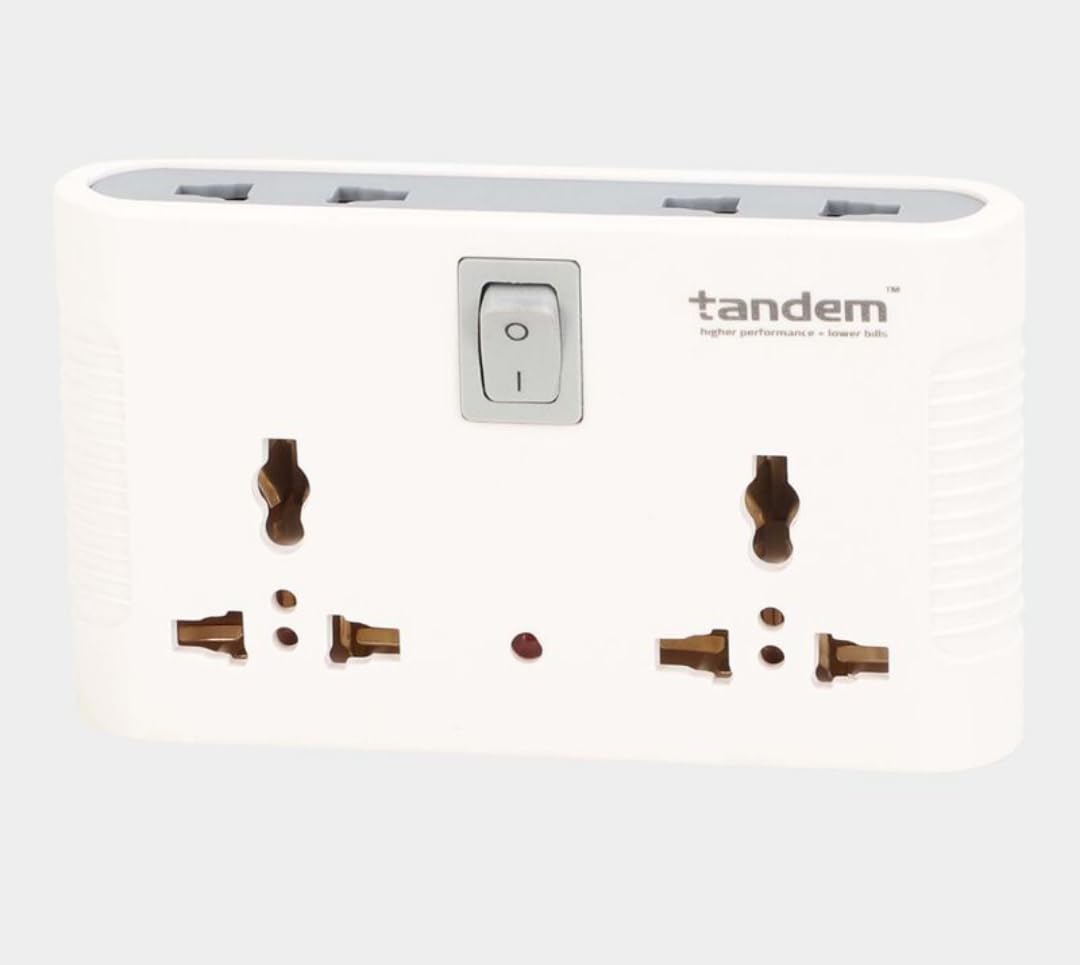 Tandem Universal Power Socket, White, Multi-Plug Outlet with Switch, International Adapter-picture-15
