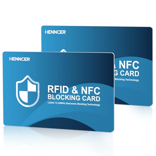Image of NEW RFID Blocking Card, 2 Pack Fuss Protection for Entire Wallet Shield, Credit Card Protector NFC Bank Debit Blocker, Identity Theft Prevention for Passport Travel Security (2, Blue)