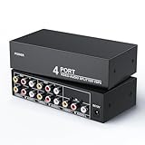 LUKFOCAB 3 RCA Splitter Box 1 in 4 Out, 4 Way AV Composite Video Audio Distribution Duplicator, Compatible with TV Projector Receiver Gaming Console Video Capture Card