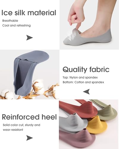 20 Pairs No Show Socks Womens for Flats Loafers Thin Low Cut Liner Non Slip Invisible Socks Size 5-93