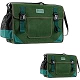 Barino ツールバッグ 工具バッグ 工具入れ 道具袋 肩掛けベルト付き 大口収納 オックスフォード 多機能 大容量 持ち運び 修理 作業 電気 家庭 アウトドア用 自立 バイク用 運搬用 持ち運び便利 ツール収納バッグ 耐摩耗性厚手ショルダーメッセンジャーバッグ (S(40*14*30cm),グリーン) [並行輸入品]