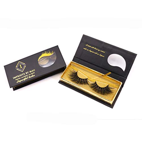 Imprints By Mau 6D Real Mink Eye Lashes, 25mm Long and Fluffy for Dramatic Look, Premium Quality Handmade Cruelty Free Eyelashes, A Perfect Party Wear Eye Lash Pair (Icy)