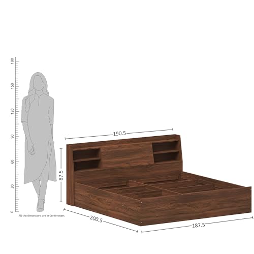Image of Amazon Brand - Solimo Altamore Engineered Wood King Bed with Headboard and Box Storage (Walnut Finish)
